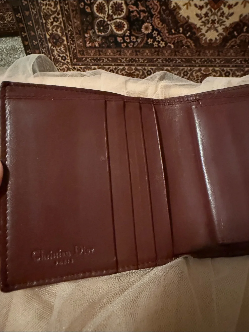 Vintage Christian Dior Burgundy Fold Wallet
